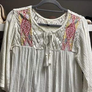 Billabong Embroidered Linen Top